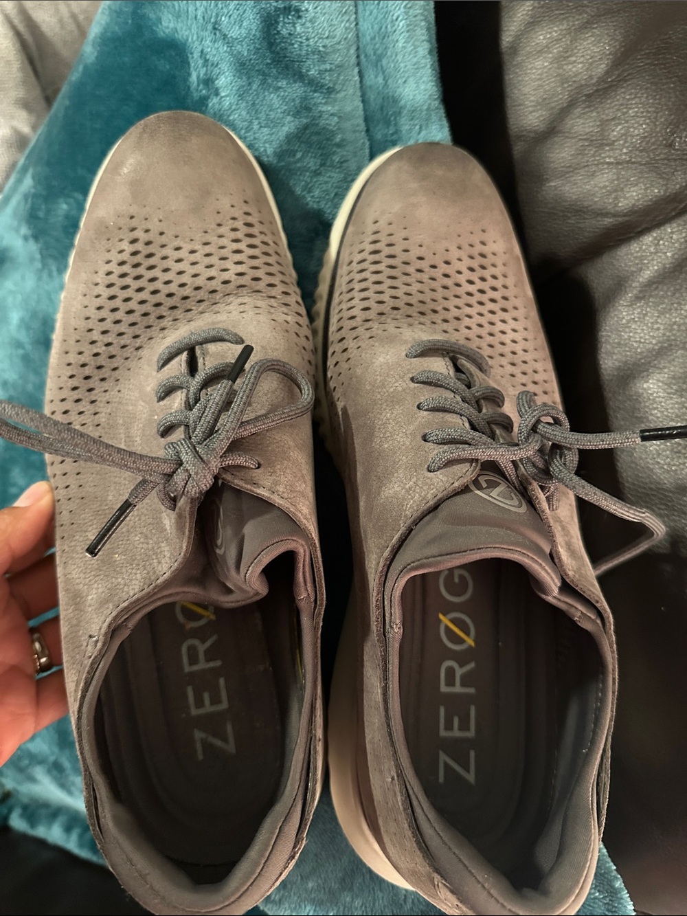 Cole Haan Men's Gray Perforated Suede Slip-On Sneakers